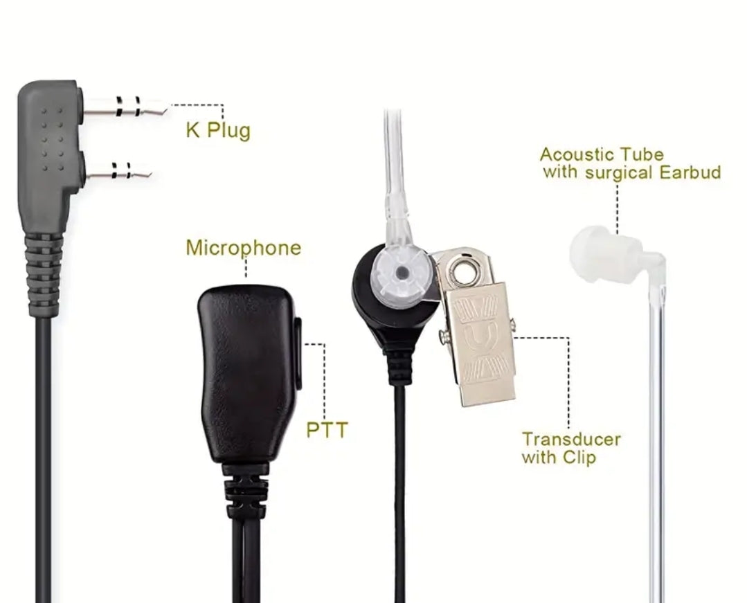 Walkie Talkies Earpiece With Mic 2 Pin Acoustic tube headset