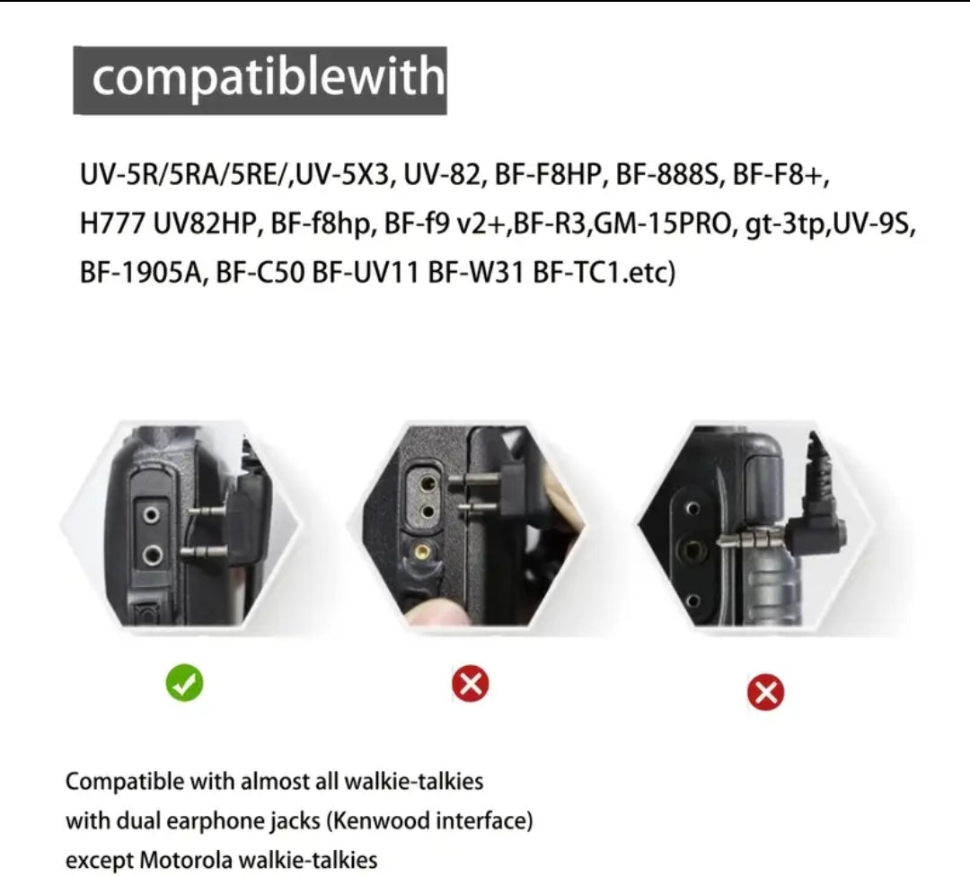 Walkie Talkies Earpiece With Mic 2 Pin Acoustic tube headset